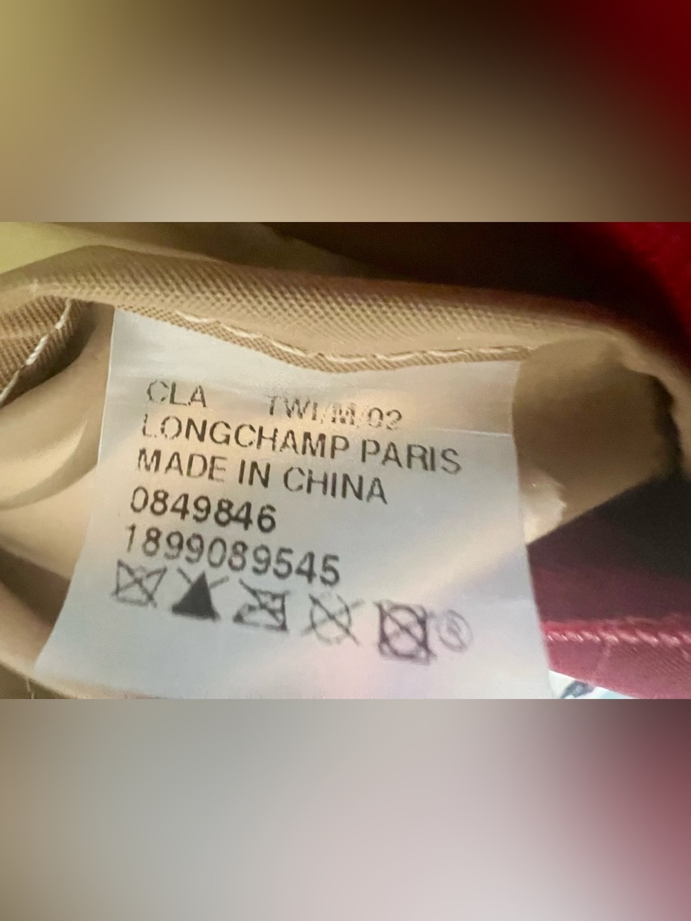 Longchamp Le Pliage Large Red Nylon Tote Bag Brown Leather Handles - Picture 7 of 8